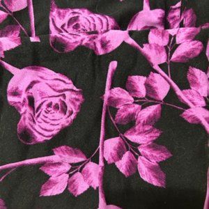 LuLaroe TC 12-18 Legging black and light purple roses